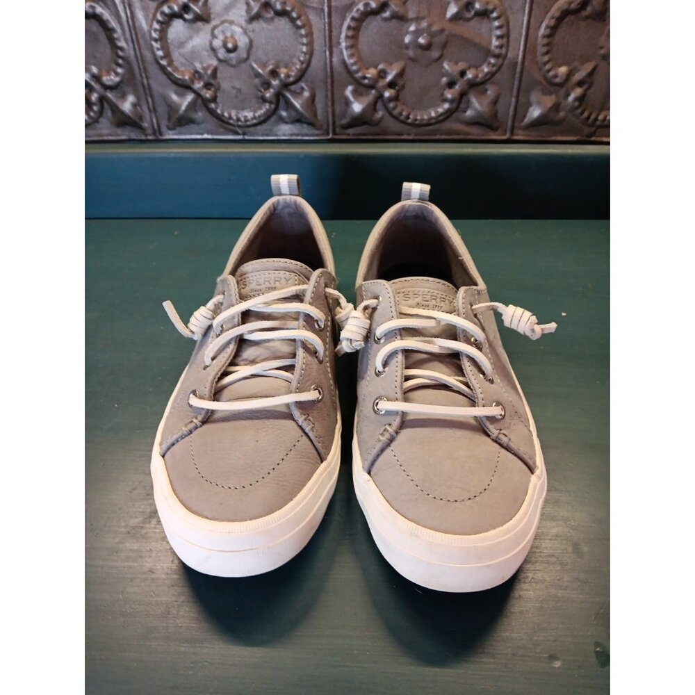 Sperry Crest Vibe Sneaker 7.5, Grey Soft Leather Top Sider Womens